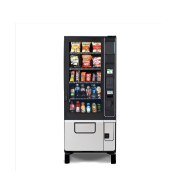 Traditional vending machine with assorted snacks and drinks